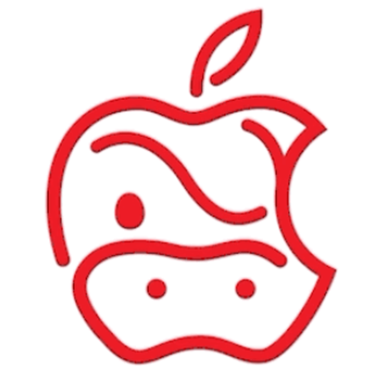 logo采用了红色为主的配色在原本图形的基础上加入了牛的头部元素苹果